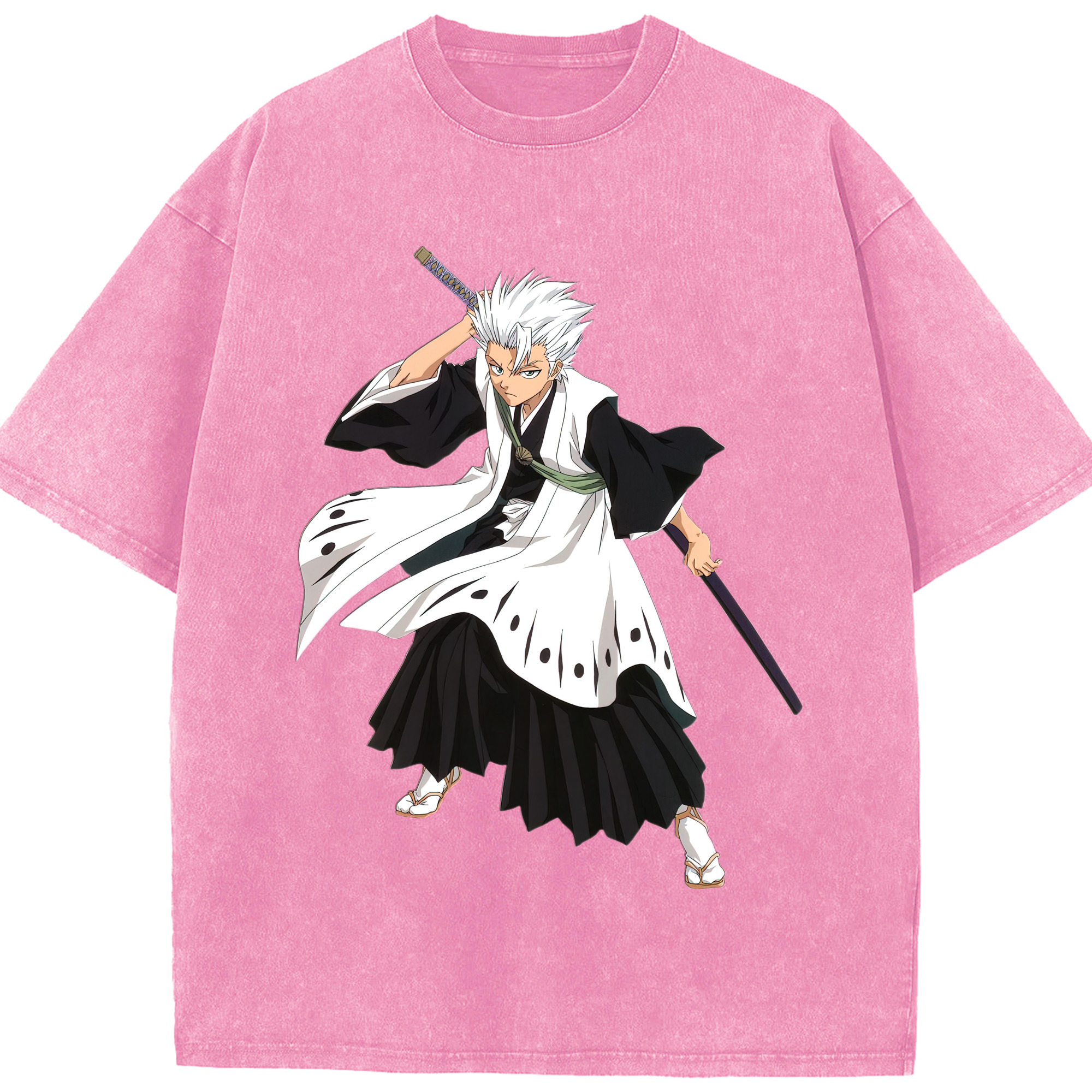 （画像用） ブリーチ 日番谷冬獅郎（ひつがや とうしろう） BLEACH Hitsugaya Toushirou 綿100% ヴィンテージ風 半袖Tシャツ（フロントプリント）